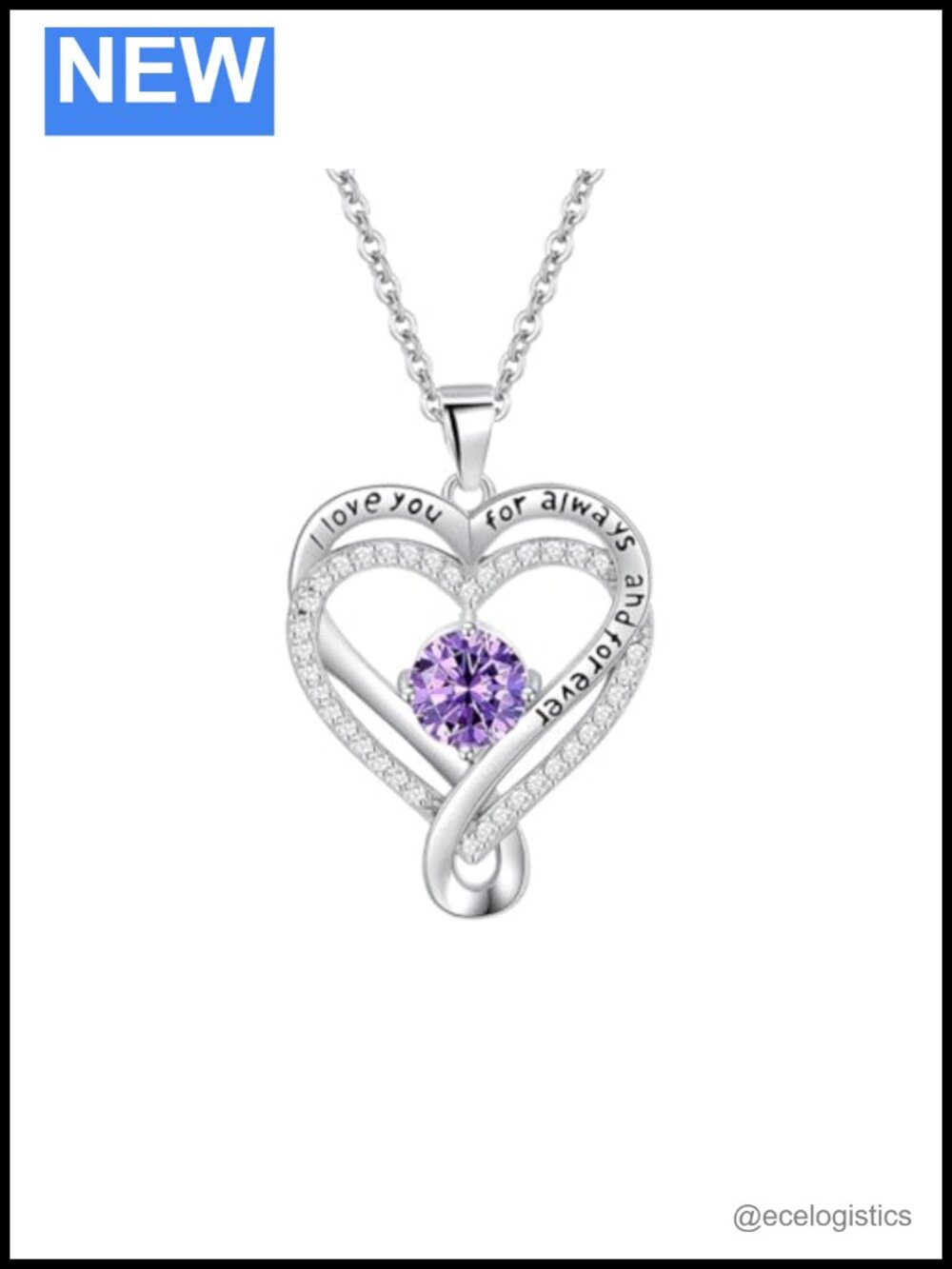 Sterling Silver 18k White Gold Plated Pendant Necklace CZ Heart Anniversary Gift